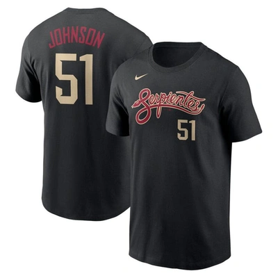 Nike Men's  Randy Johnson Black Arizona Diamondbacks City Connect Name And Number T-shirt