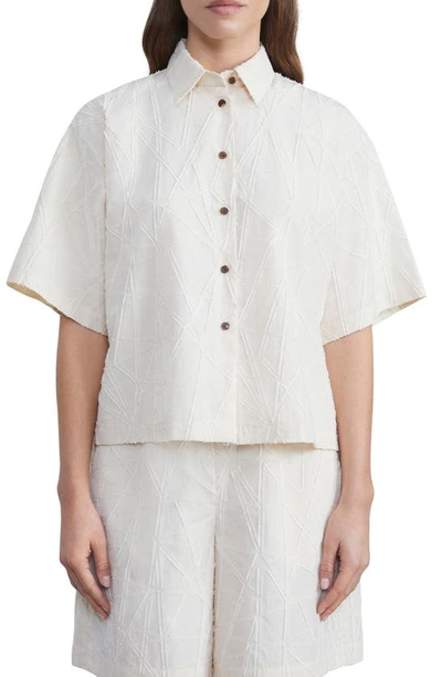 Lafayette 148 Sunburst Fil Coupé Organic Cotton Shirt In Buff