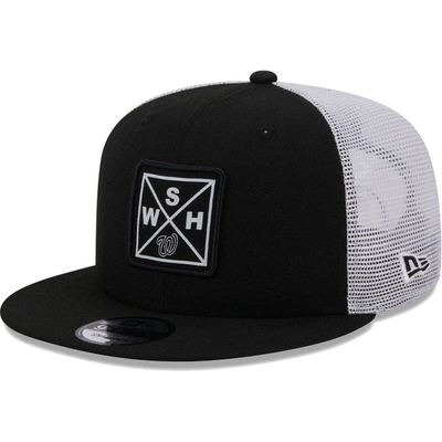 New Era Black Washington Nationals Vert Squared Trucker 9fifty Hat