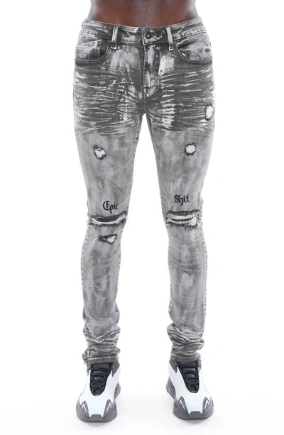 Cult Of Individuality Punk Distressed Super Skinny Jeans In Sheetrock