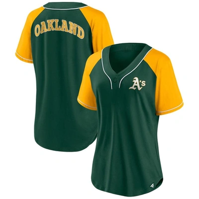 Fanatics Branded Green Oakland Athletics Ultimate Style Raglan V-neck T-shirt