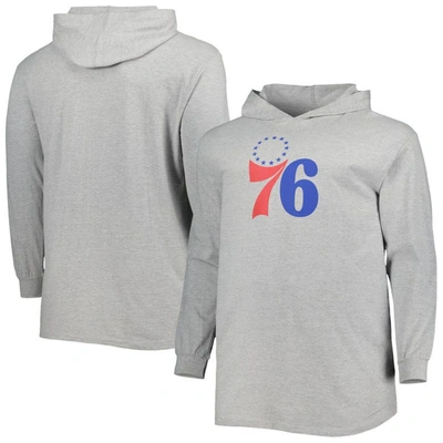 Fanatics Branded Heather Gray Philadelphia 76ers Big & Tall Pullover Hoodie