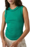 Free People Kate Rib Stretch Cotton Tank In Golf Green