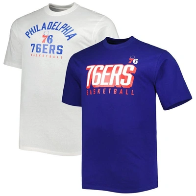 Fanatics Branded Royal/white Philadelphia 76ers Big & Tall Two-pack T-shirt Set
