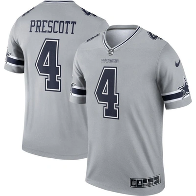 Nike Dak Prescott Silver Dallas Cowboys Inverted Legend Jersey In Gray