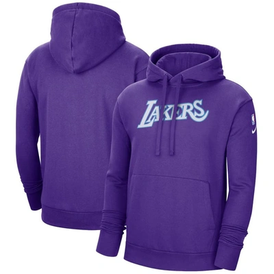 Nike Men's  Purple Los Angeles Lakers 2021/22 City Edition Essential Logo Pullover Hoodie
