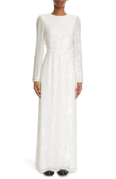 Erdem Yoanna Sequin Tie Back Gown In Ivory