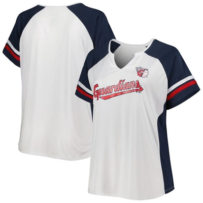 Profile White/navy Cleveland Guardians Plus Size Notch Neck T-shirt