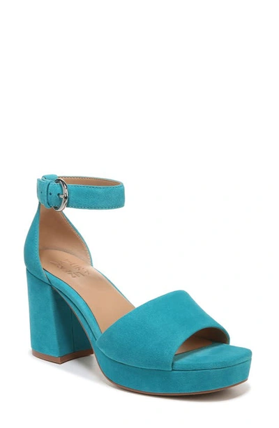 Naturalizer Pearlyn Ankle Strap Platform Sandal In Lagoon Blue Suede