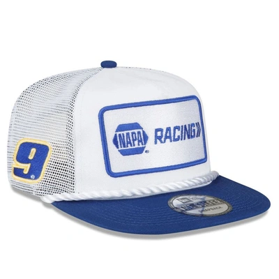 New Era Men's  White, Royal Chase Elliott Napa Golfer Snapback Hat