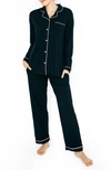 Kindred Bravely Clea Bamboo Classic Long Sleeve Maternity Pajama Set In Black