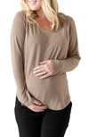 Kindred Bravely Long Sleeve Maternity/nursing T-shirt In Wheat