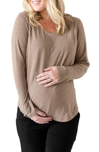 Kindred Bravely Long Sleeve Maternity/nursing T-shirt In Wheat