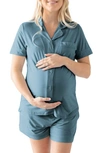 Kindred Bravely Clea Classic Short Sleeve Maternity/nursing/postpartum Pajamas In Cypress