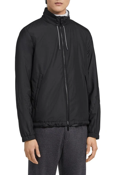 Zegna Zephyr Reversible Blouson Jacket In Black