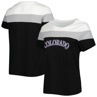 Profile White/black Colorado Rockies Plus Size Colorblock T-shirt