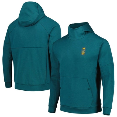 Adidas Originals Adidas Teal La Galaxy 2023 Player Travel Pullover Hoodie