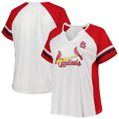 Profile Women's White, Red St. Louis Cardinals Plus Size Notch Neck T-shirt In White,red