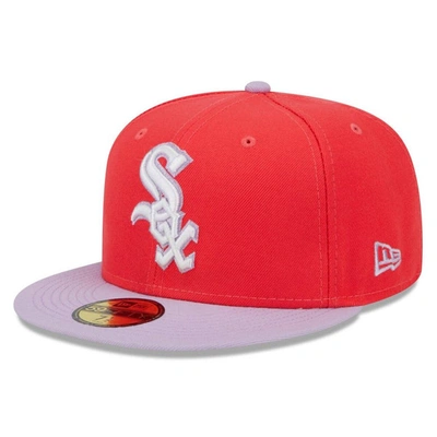 New Era Men's  Red, Lavender Chicago White Sox Spring Color Two-tone 59fifty Fitted Hat In Red,lavender