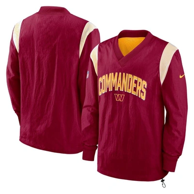 Nike Burgundy Washington Commanders Sideline Athletic Stack V-neck Pullover Windshirt Jacket