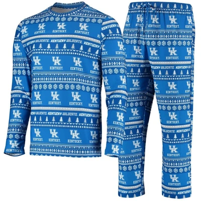 Concepts Sport Royal Kentucky Wildcats Ugly Sweater Knit Long Sleeve Top And Pant Set