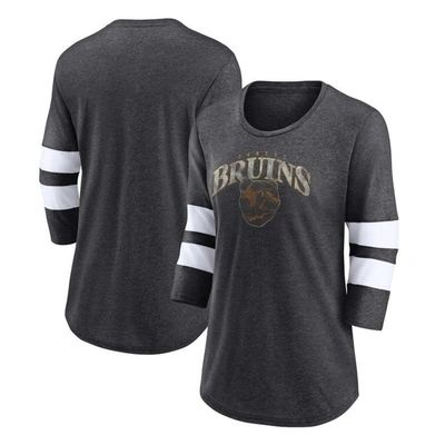 Fanatics Branded Heather Charcoal Boston Bruins Special Edition 2.0 Barn Burner 3/4 Sleeve T-shirt
