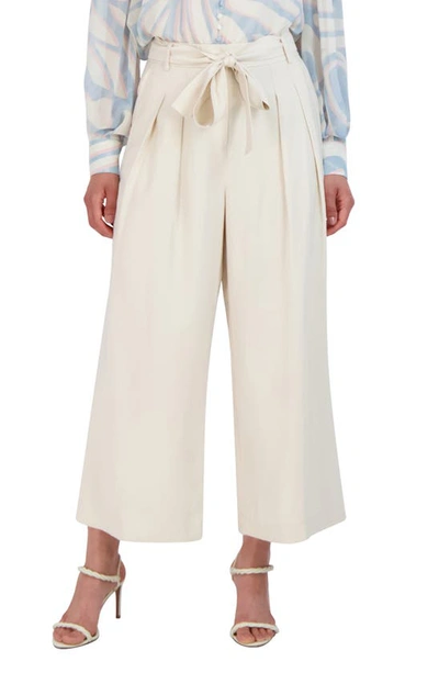 Bcbgmaxazria Belted Wide Leg Trousers In Gardenia