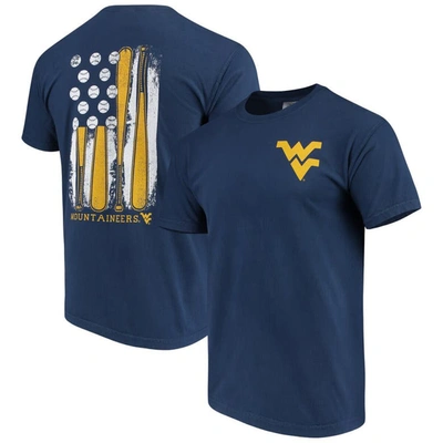 Image One Navy West Virginia Mountaineers Baseball Flag Comfort Colors T-shirt
