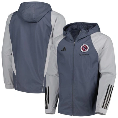 Adidas Originals Adidas Charcoal New England Revolution All-weather Raglan Hoodie Full-zip Jacket