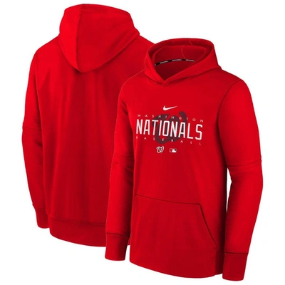 Nike Kids' Youth  Red Washington Nationals Pregame Performance Pullover Hoodie