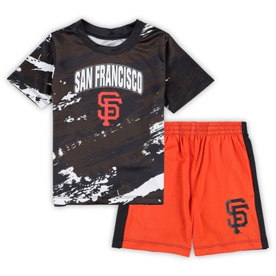 Outerstuff Kids' Toddler Brown/orange San Francisco Giants Stealing Homebase 2.0 T-shirt & Shorts Set