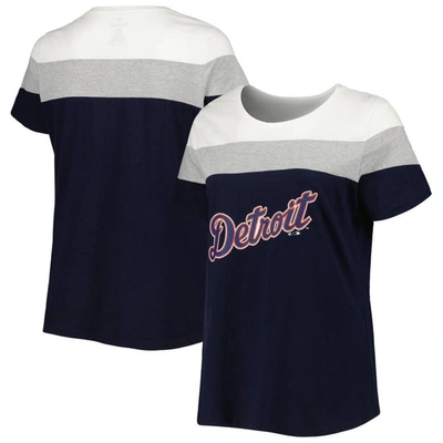 Profile Navy/heather Gray Detroit Tigers Plus Size Colorblock T-shirt