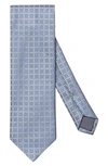 Eton Geometric Linen & Silk Tie In Medium Blue