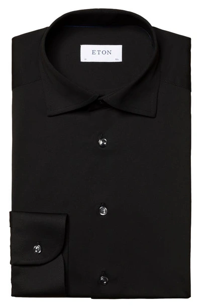 Eton Slim Fit Stretch Dress Shirt In Black