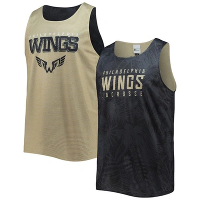Foco Men's  Black, Gold Philadelphia Wings Reversible Mesh Tank Top In Black,gold