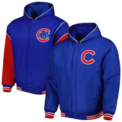 Jh Design Royal Chicago Cubs Reversible Fleece Full-snap Hoodie Jacket