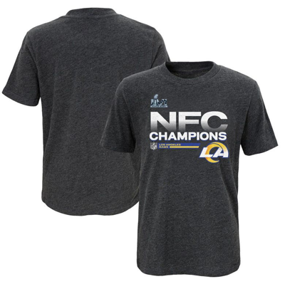 Fanatics Kids' Youth  Branded Heathered Charcoal Los Angeles Rams 2021 Nfc Champions Locker Room Trophy Col In Heather Charcoal