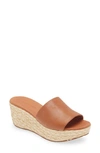 Chocolat Blu Yuri Espadrille Platform Wedge Sandal In Camel Leather