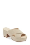 Chocolat Blu Gio Block Heel Sandal In Natural Linen