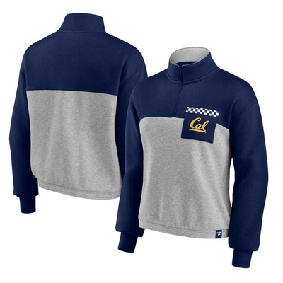 Fanatics Women's  Navy, Heathered Gray Notre Dame Fighting Irish Sideline To Sideline Colorblock Quar In Navy,heathered Gray