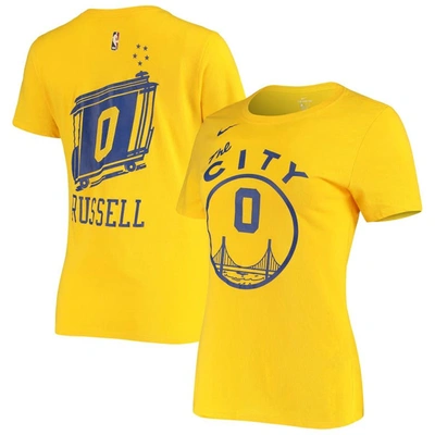 Nike D'angelo Russell Gold Golden State Warriors Hardwood Classics Name & Number Performance T-shirt