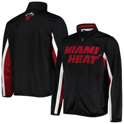 G-iii Sports By Carl Banks Black Miami Heat Contender Wordmark Full-zip Track Jacket