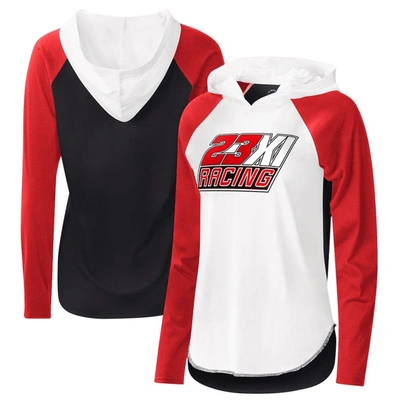 G-iii 4her By Carl Banks Women's  White And Red 23xi Racing Triple-a Long Sleeve Hoodie T-shirt In White,red