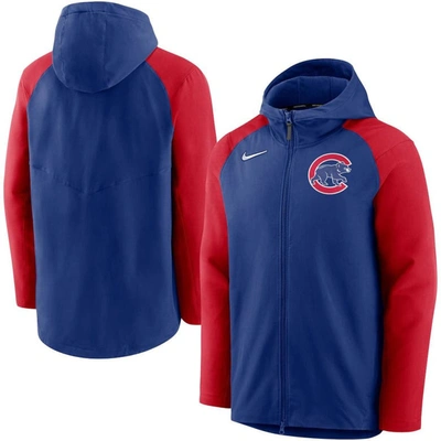 Nike Men's  Royal, Red Chicago Cubs Authentic Collection Performance Raglan Full-zip Hoodie In Royal,red