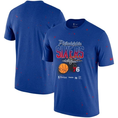 Nike Royal Philadelphia 76ers Courtside Splatter T-shirt