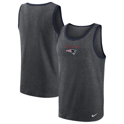 Nike Heathered Charcoal New England Patriots Tri-blend Tank Top In Heather Charcoal