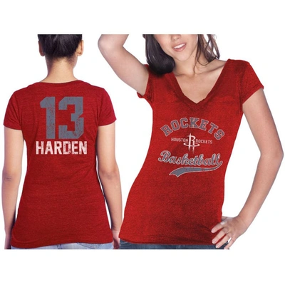 Majestic Women's  Threads James Harden Red Houston Rockets Name & Number Tri-blend T-shirt