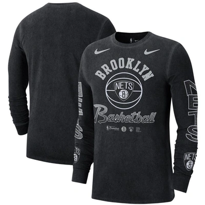 Nike Black Brooklyn Nets Courtside Retro Elevated Long Sleeve T-shirt