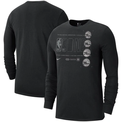 Nike Black Philadelphia 76ers Courtside Chrome Long Sleeve T-shirt