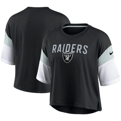 Nike Black/white Las Vegas Raiders Nickname Tri-blend Performance Crop Top